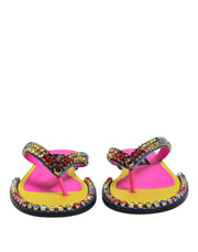 Dolce & Gabbana Multicolor Rhinestone Flip Flop Flat Sandals Shoes