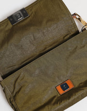 Dolce & Gabbana Dark Green Nylon Logo Plaque Shoulder Strap Borse Bag