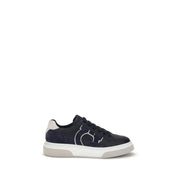 Ferragamo Blue Calf Leather Bos Taurus Low Top Sneakers