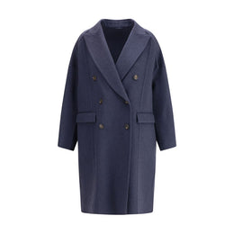 Brunello Cucinelli Blue Cashmere Coat