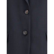 Brunello Cucinelli Blue Fleece Wool Blazer