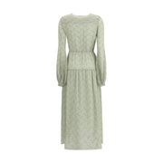 Kristina Ti Green Silk Long Dress
