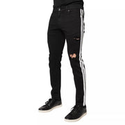 Dolce & Gabbana Black Tattered White Lining Skinny Denim Jeans