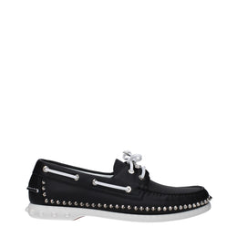Christian Louboutin Black Leather Slip-On Loafers