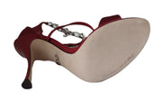Dolce & Gabbana Red Satin Crystals Keira Sandals Heels Shoes