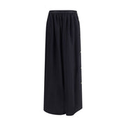 Kristina Ti Black Fleece Wool Long Skirt