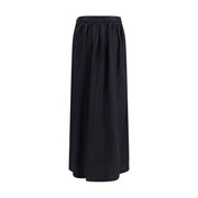 Kristina Ti Black Fleece Wool Long Skirt