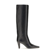 Saint Laurent Black Leather High Heel Boots