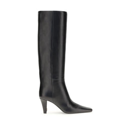 Saint Laurent Black Leather High Heel Boots