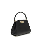 Ferragamo Black Calf Leather Bos Taurus Handbag