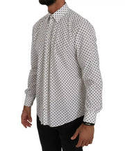 Dolce & Gabbana White Dotted Dress Formal MARTINI Shirt
