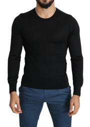 Dolce & Gabbana Black Cashmere Crewneck Pullover Sweater