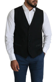 Dolce & Gabbana Black Wool Men Formal Waistcoat Vest