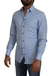 Dolce & Gabbana Light Blue Cotton Slim Fit Dress Shirt