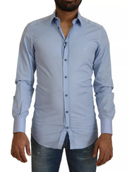 Dolce & Gabbana Light Blue Cotton Slim Fit Dress Shirt