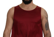 Dolce & Gabbana Red Round Neck Sleeveless Silk T-shirt