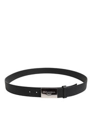 Dolce & Gabbana Black Leather Classic Metal Logo Buckle Belt