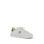 Versace White Calf Leather Bos Taurus Low Top Sneakers