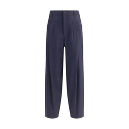 Giorgio Armani Blue Fleece Wool Casual Pants