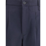 Giorgio Armani Blue Fleece Wool Casual Pants