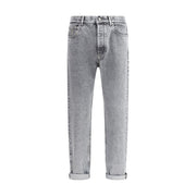 Brunello Cucinelli Gray Cotton Straight-Leg Jeans