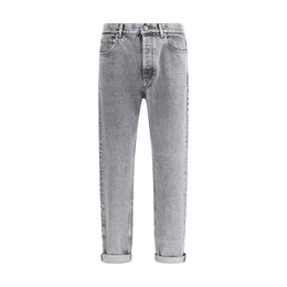 Brunello Cucinelli Gray Cotton Straight-Leg Jeans