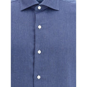Finamore Blue Cotton Dress Shirt