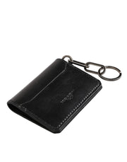Dolce & Gabbana Black Leather Logo Embossed Key Chain Card Holder Wallet