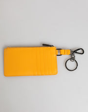 Dolce & Gabbana Yellow Orange Leather Credit Card Key Holder Clip On Wallet