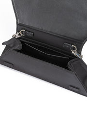 Amina Muaddi Mini Black Satin And Green Crystals Shoulder Bag