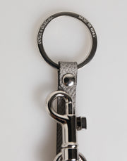 Dolce & Gabbana Gray Leather Logo Metal Ring Keychain Holder Men Keyring