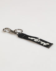 Dolce & Gabbana Black White Polyester DG Logo Silver Men Keychain Keyring