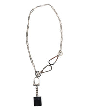 Dolce & Gabbana Silver Tone Metal Chain DG Logo Pendant Men Necklace