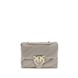 PINKO Gray Calf Leather Bos Taurus Shoulder Bag