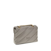 PINKO Gray Calf Leather Bos Taurus Shoulder Bag