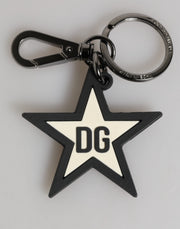 Dolce & Gabbana White Black DG Logo Star Rubber Men's Keychain Keyring