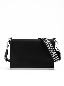 Dsquared² Black Leather Messenger Bag