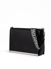 Dsquared² Black Leather Messenger Bag