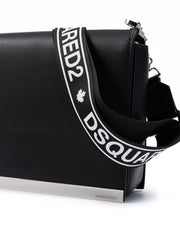 Dsquared² Black Leather Messenger Bag