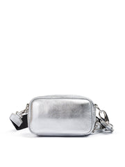 Dsquared² Silver Paillettes and Leather Clutch Bag