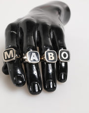 Dolce & Gabbana Silver Tone Brass Lettering Set 5 Pieces Adjustable Ring