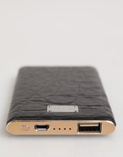 Dolce & Gabbana Black Exoctic Leather Embossed 3000mAh Power Bank Charger USB