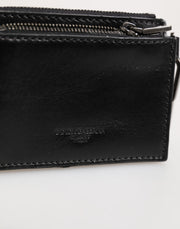 Dolce & Gabbana Black Leather Zip Logo Keyring Coin Purse Keyring Wallet