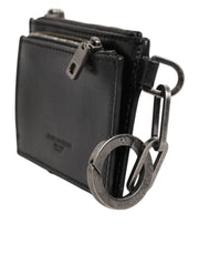 Dolce & Gabbana Black Leather Zip Logo Keyring Coin Purse Keyring Wallet