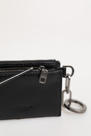 Dolce & Gabbana Black Leather Zip Logo Keyring Coin Purse Keyring Wallet