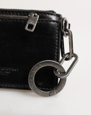 Dolce & Gabbana Black Leather Zip Logo Keyring Coin Purse Keyring Wallet