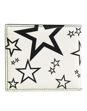 Dolce & Gabbana White Leather DG Star Logo Bifold Men Card Holder Wallet