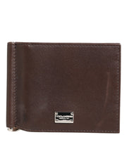 Dolce & Gabbana Brown Leather DG Logo Engrave Bifold Card Holder Wallet