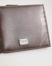 Dolce & Gabbana Brown Leather DG Logo Engrave Bifold Card Holder Wallet