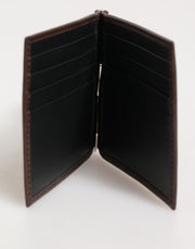 Dolce & Gabbana Brown Leather DG Logo Engrave Bifold Card Holder Wallet